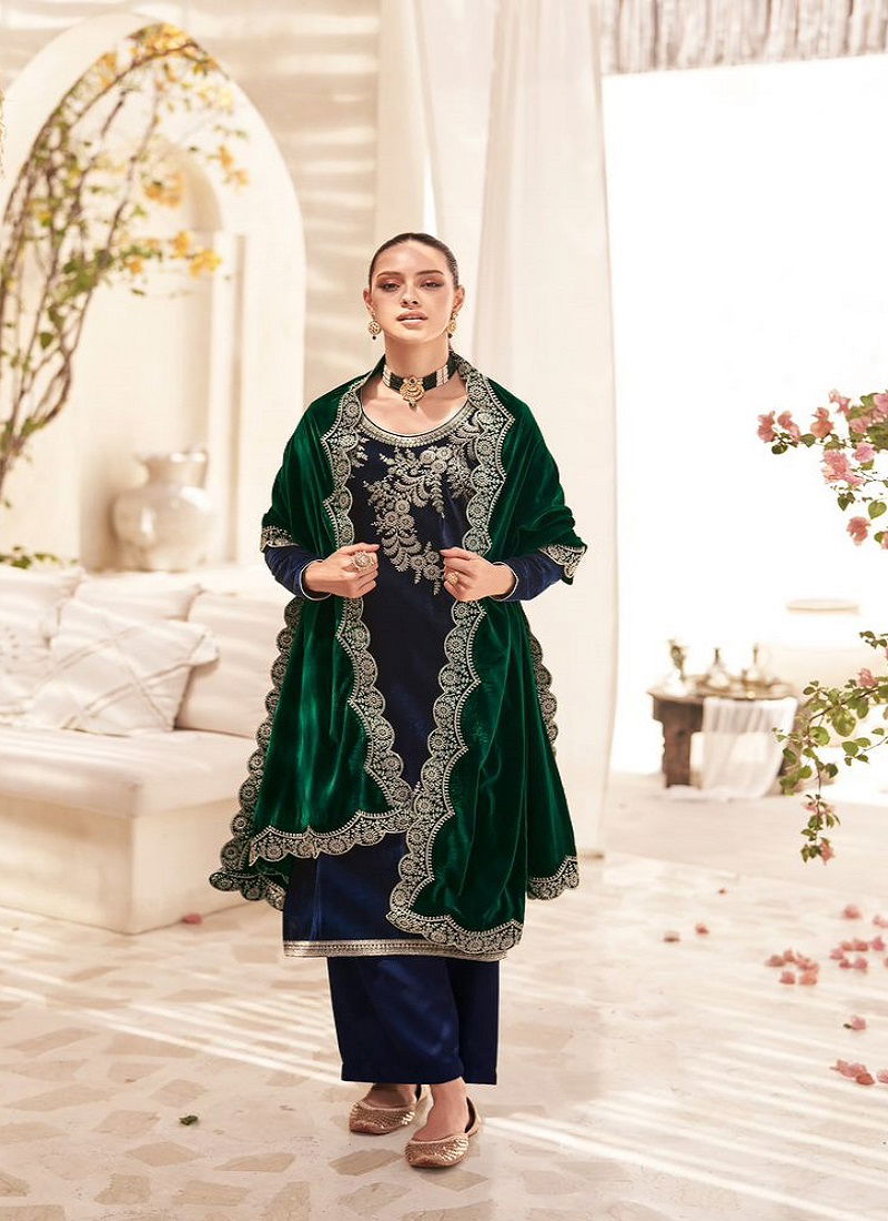 Mumtaz Naaz Heavy Velvet Designer Salwar Suits Catalog
